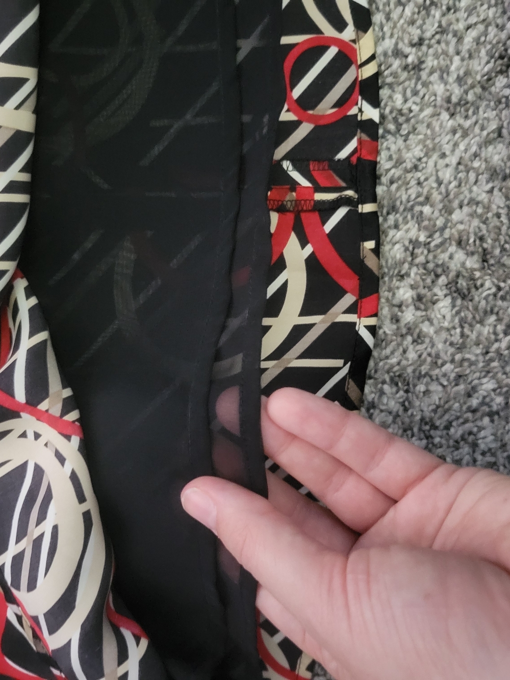 Classic Geometric Print Maxi Skirt - Black with Red & Cream Circles - Picture 6 of 11